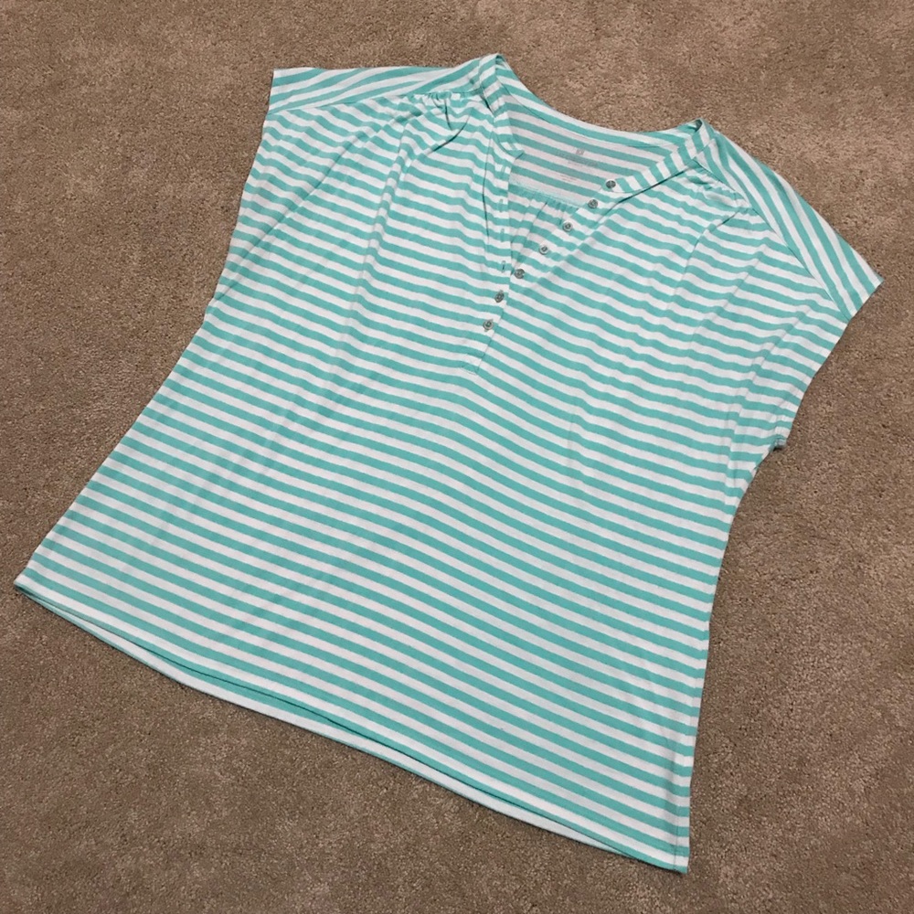 Striped Plus Size Shirt 2X Mint & White